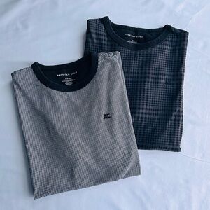Two American Eagle Outfitters Men's Black and White Patterned Tees